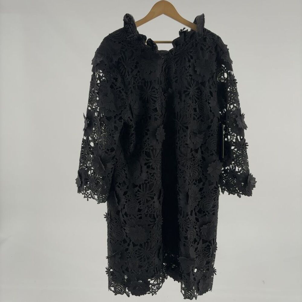 Tuckernuck Black Guipure Lace Daphne Dress Ruffle Collar Bow Cocktail Party